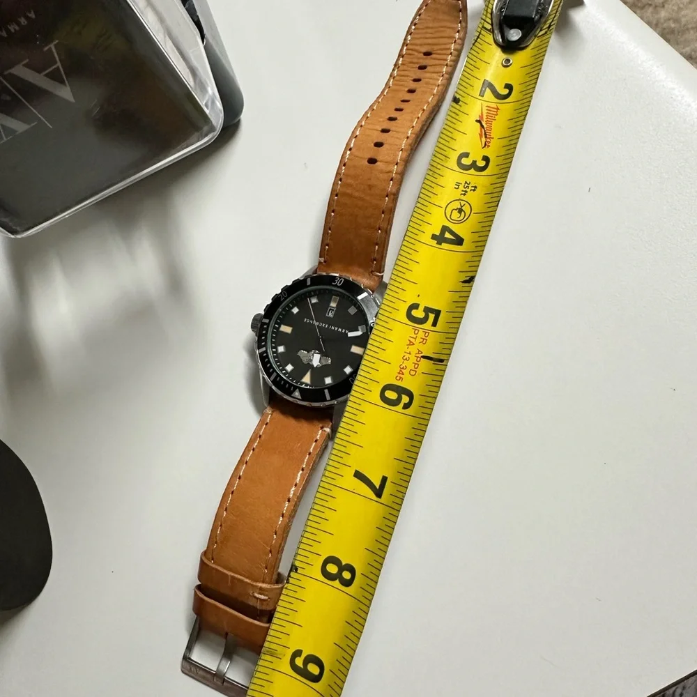 Armani Exchange AX1707‎ Black Dial Tan Leather Strap Men's Watch